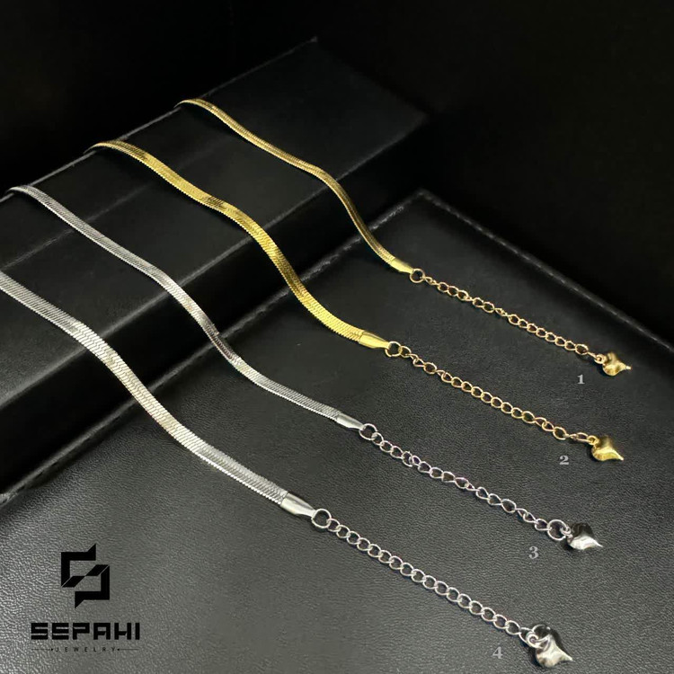 دستبند هرینگبون، استیل، رنگ ثابت ، نقره ای